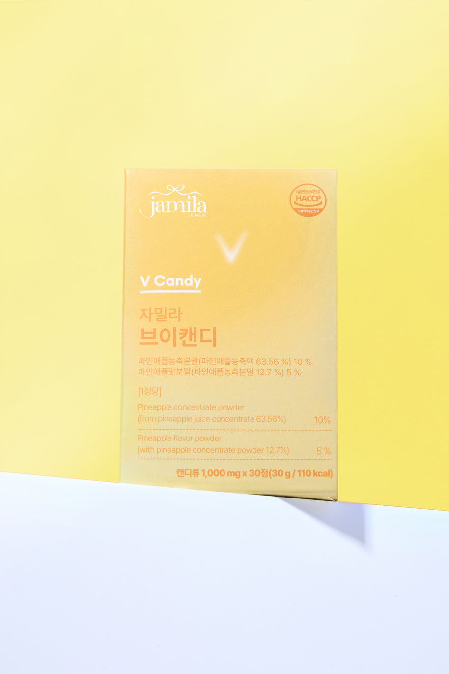 Jamila V-Candy Pineapple Flavor Slimming & Anti-Puffiness Tablets (30 Tablets x 2)