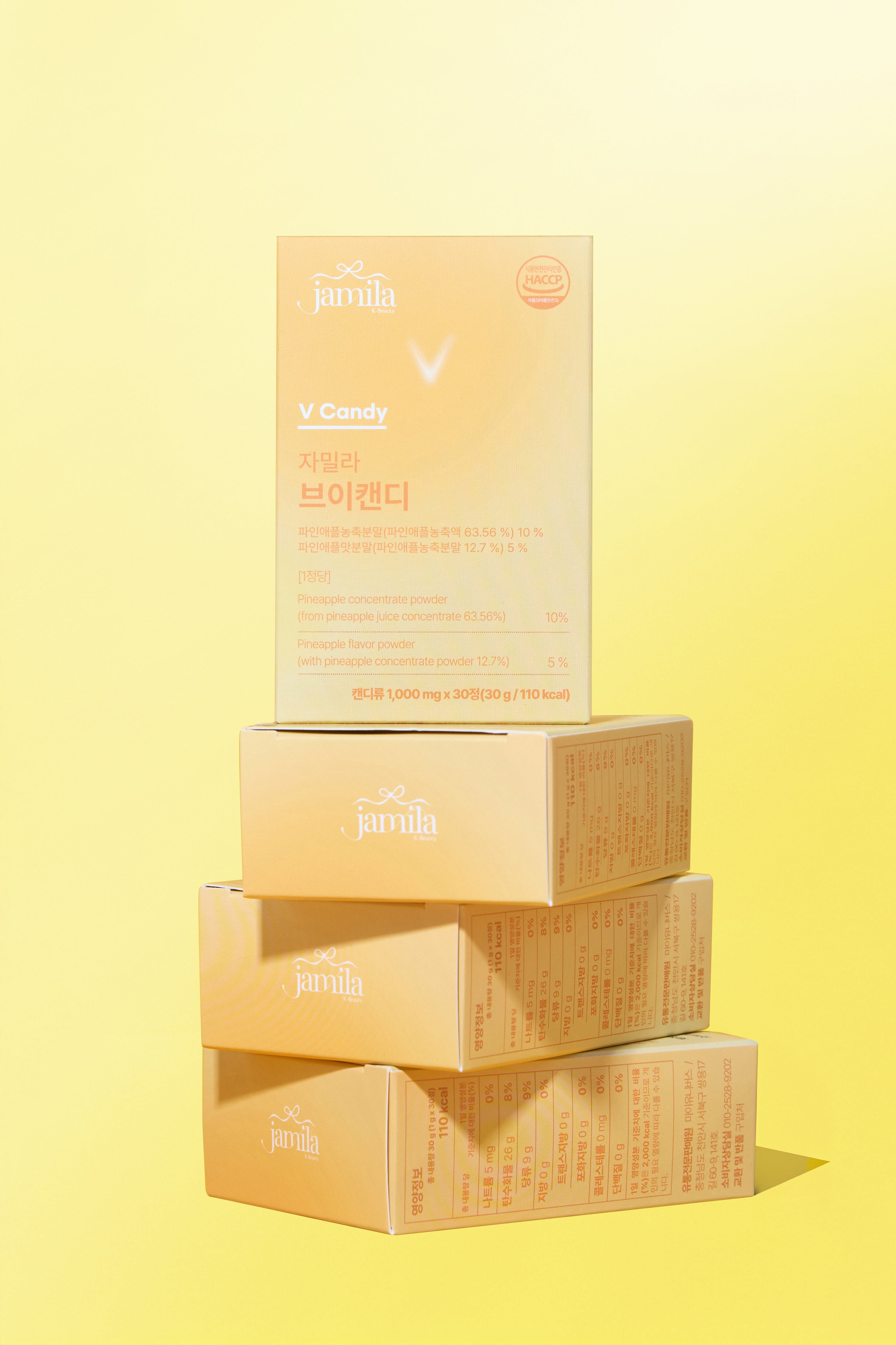 Jamila V-Candy Pineapple Flavor Slimming & Anti-Puffiness Tablets (30 Tablets x 2)