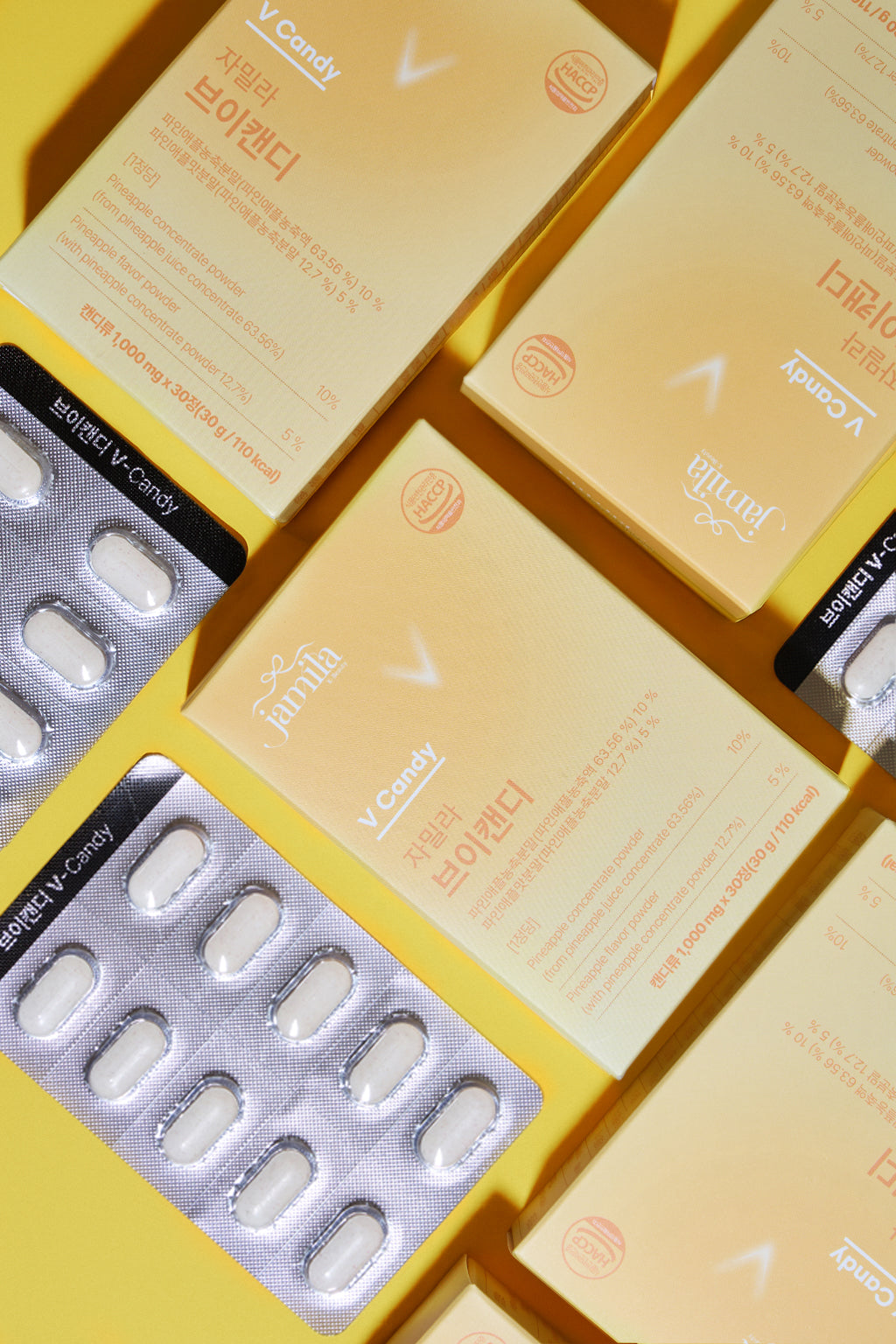 Jamila V-Candy Pineapple Flavor Slimming & Anti-Puffiness Tablets (30 Tablets x 2)